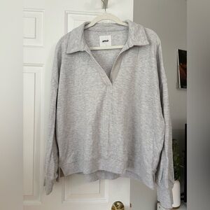 Aerie Light Gray Collared Pullover Long Sleeve